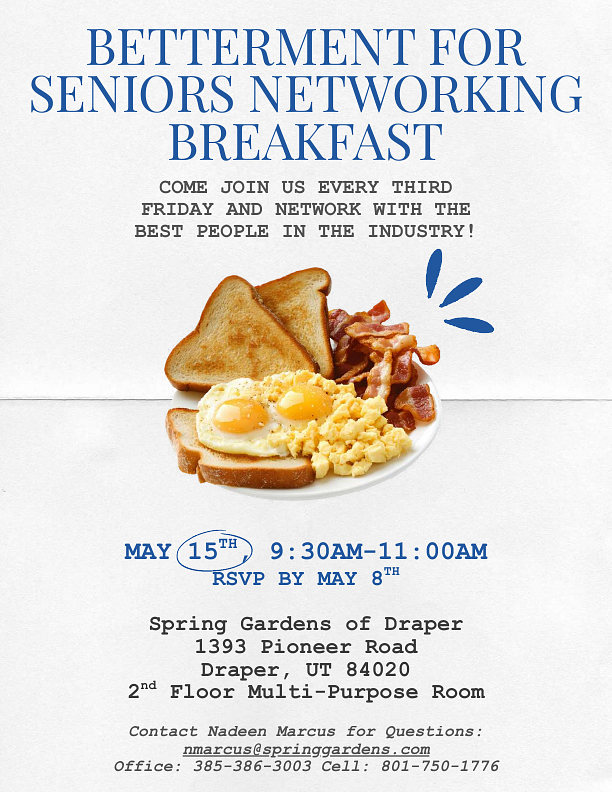 Featured image for Betterment for Seniors Networking Breakfast  FOR SENIORS NETWORKING BREAKFAST